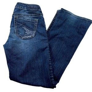 Silver Jeans Womens 28x29 Dark Blue Denim Frankie Bootcut Low Rise Stretch Pants